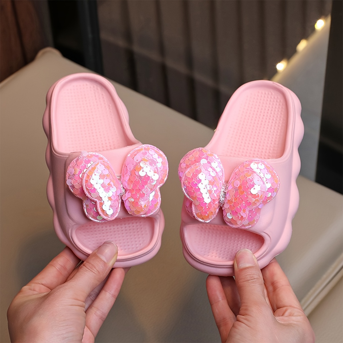 Womens Slippers Childrens Sequin Slippers Sequins Plush Slipper