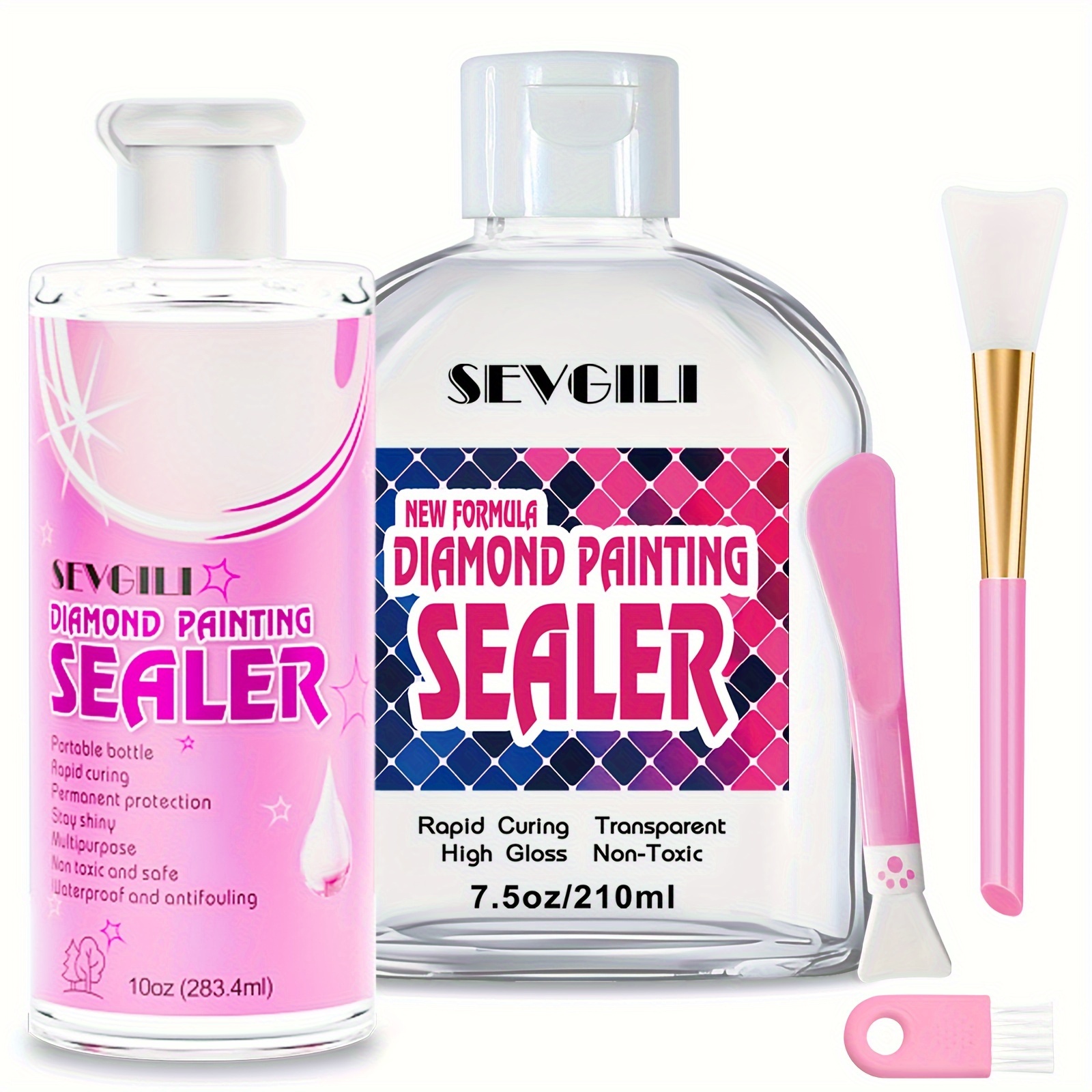 

New Formula Diamond Painting Sealer Kits 493.4ml With Brushes, Sealer Puzzle Glue Diamond Painting Accessories And Tools(17.5oz)