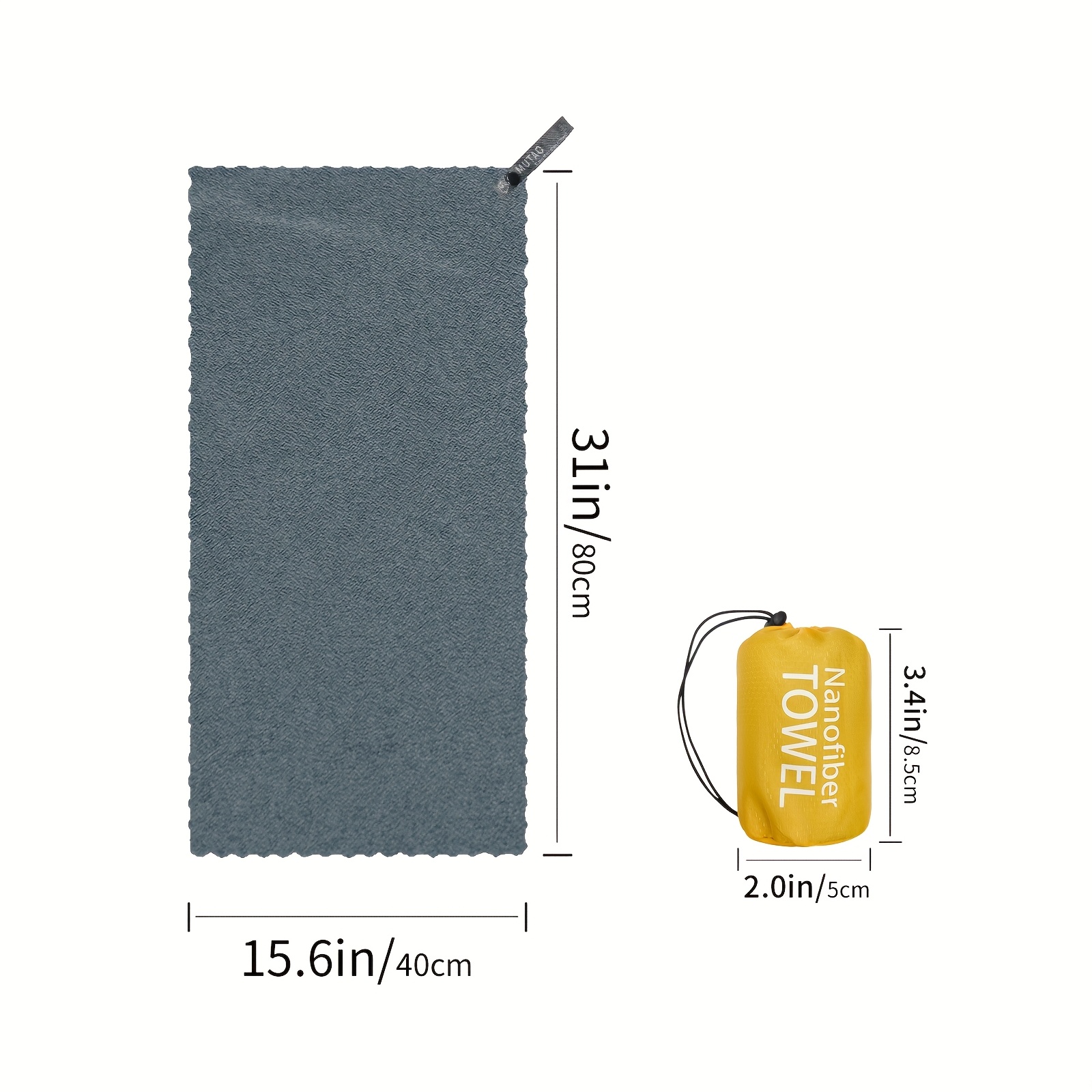 TEMU 1 serviette nano en microfibre avec sac de rangement, séchage rapide et légère, ultra douce et absorbante, parfaite pour les voyages, et les