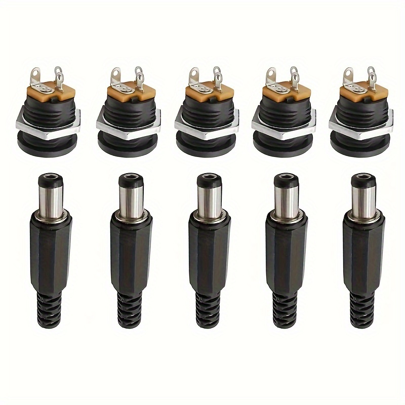 Image of 10pcs (5 Pairs) Durable Plastic Power Socket Connectors - Male & Female Plugs With Screw Nut, For , Mp3/mp4, Audio-video Equipment, Laptops, Smartphones, Plug Adapter