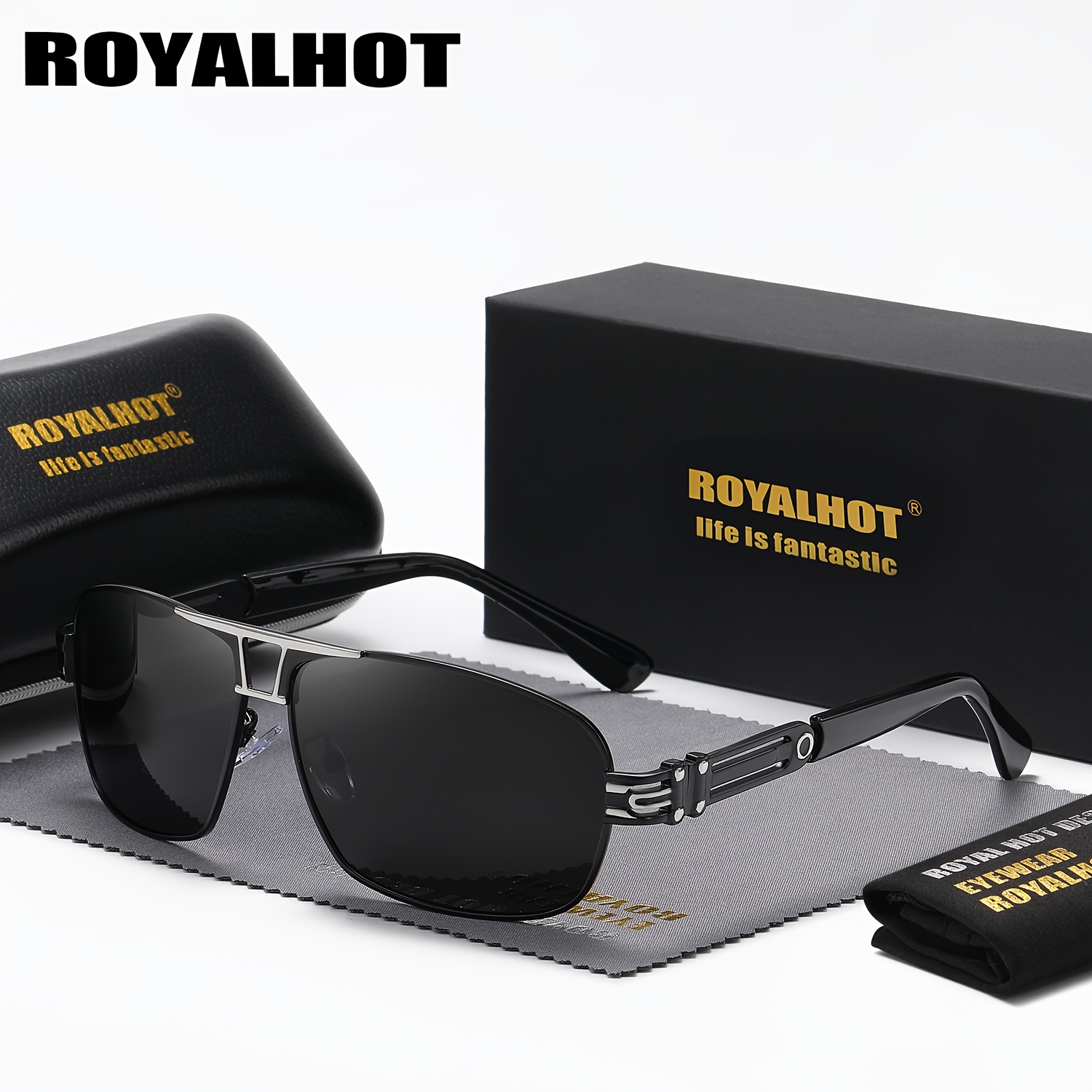 Royalhot Polarized Rectangle Alloy Frame Sunglasses Driving Sun Glasses  Shades Mens Sunglasses Male 70019 For Men Women, Shop On Temu And start  Saving