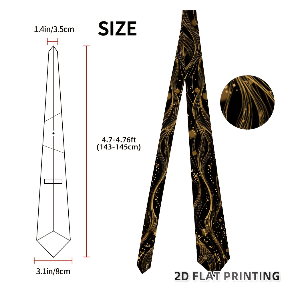 TEMU 1pc, 2d Flat Fashionable Printed Tie, Highlighted By A New Year Dust Pattern. Perfect For Daily Wear, Weddings, Anniversaries And Formal Events.