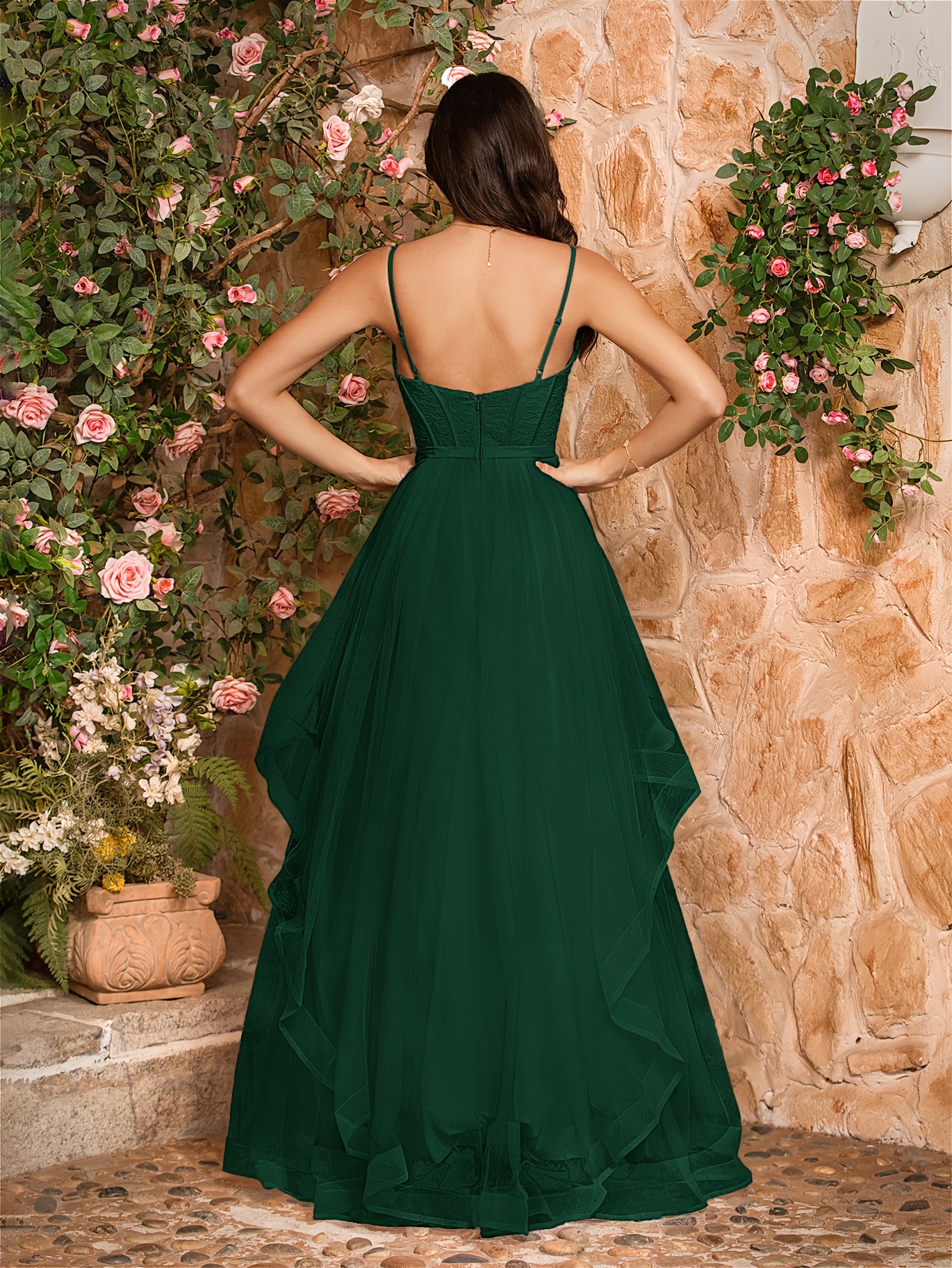 Robe Longue Verte à Bretelles Taille 2 - Occasion Très Bon état, Style Vintage Floral