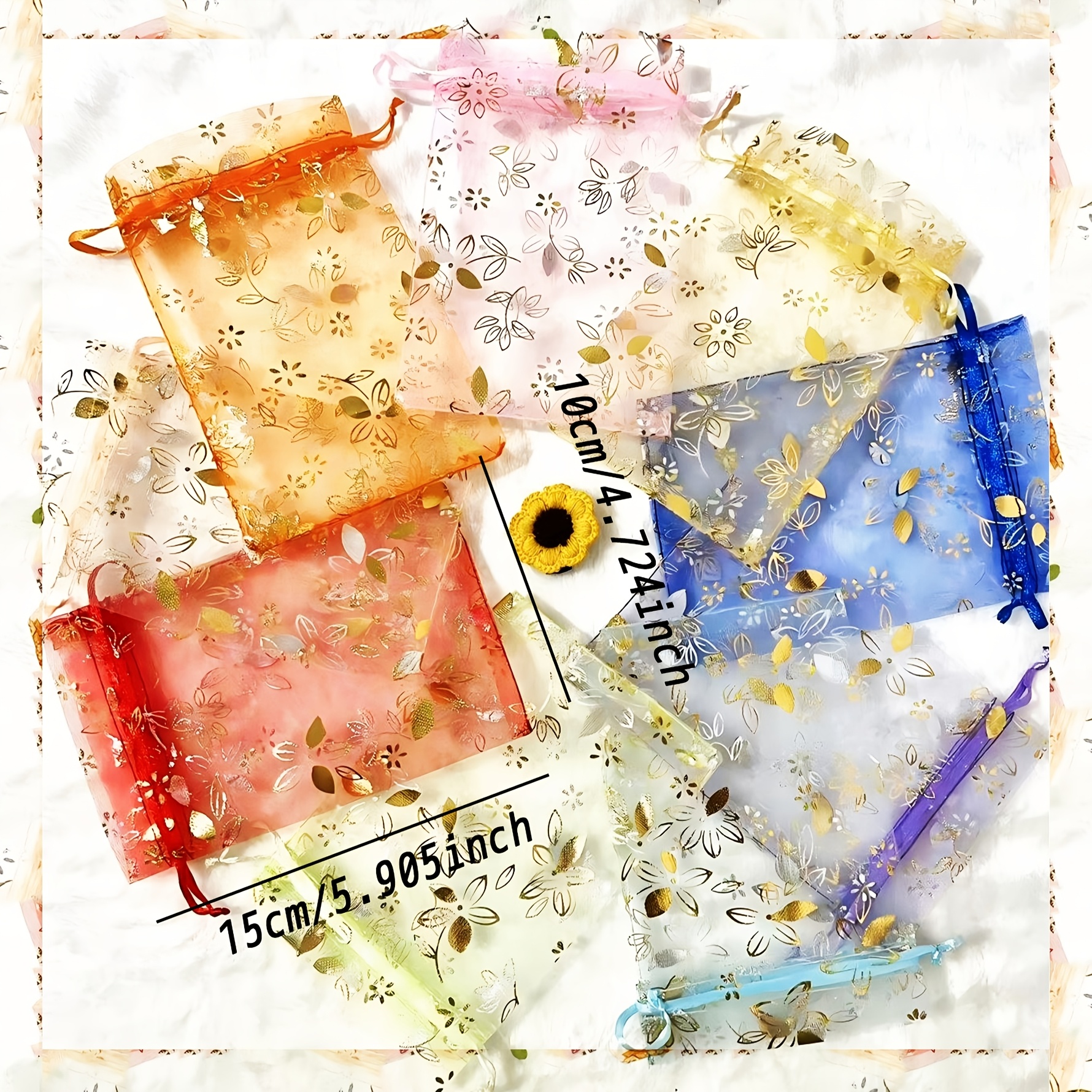 E-shop 30er/50er/100er Set Kleine Mittlere Große Sortierte Farben Bauhinienblumen-Organzageschenktaschen für Hochzeitspartygeschenke Schmuckbeutel