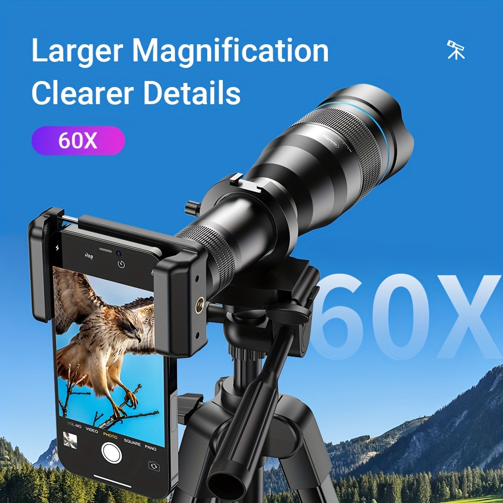 APEXEL-monoculares potentes con Zoom para exteriores, lente telescópica de largo  alcance con trípode para acampar, senderismo, viajar, Monocular de  teléfono, 10X