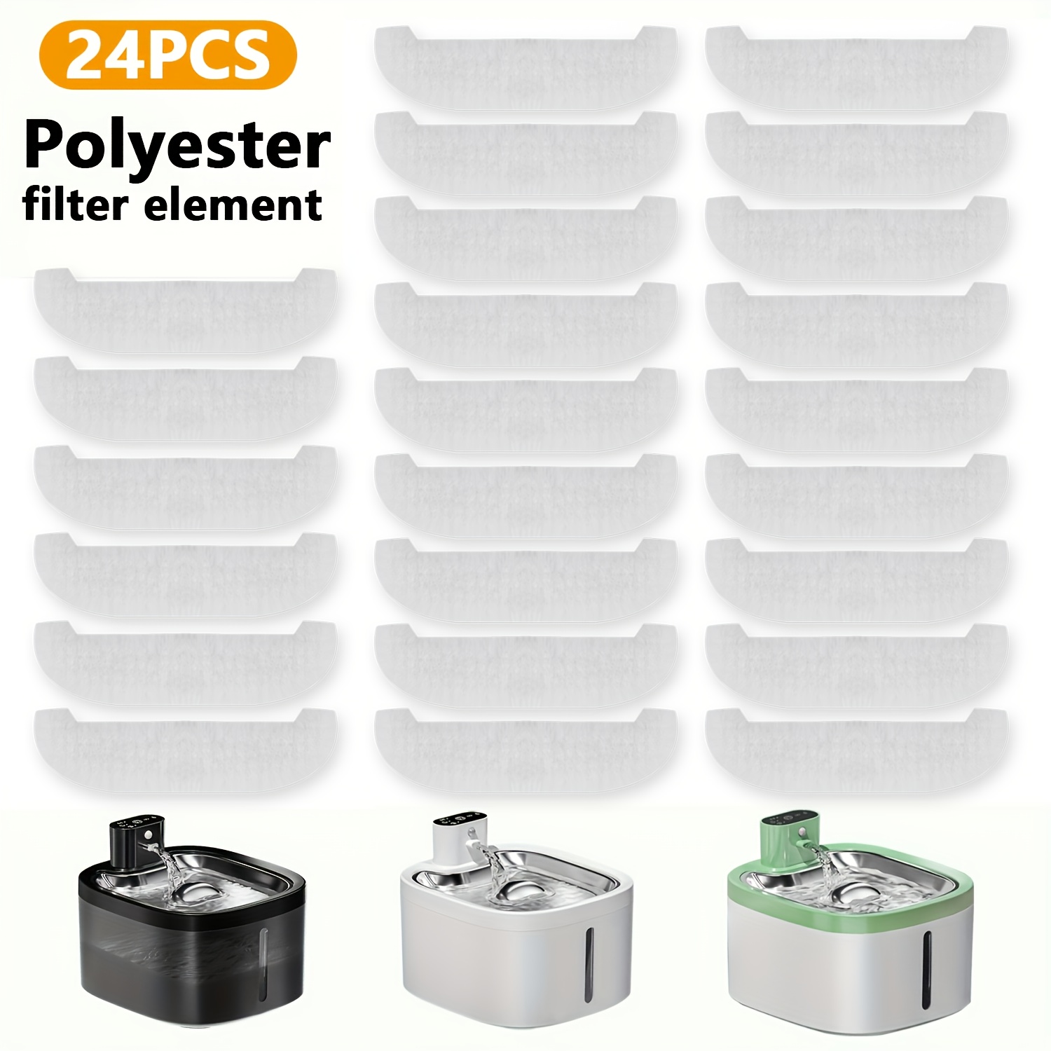 TEMU 12pcs/24pcs Pet Water Dispenser Filters, Automatic Cat Water Fountain Filter Additions, Separating Particles And Floating Hair, Softening Water