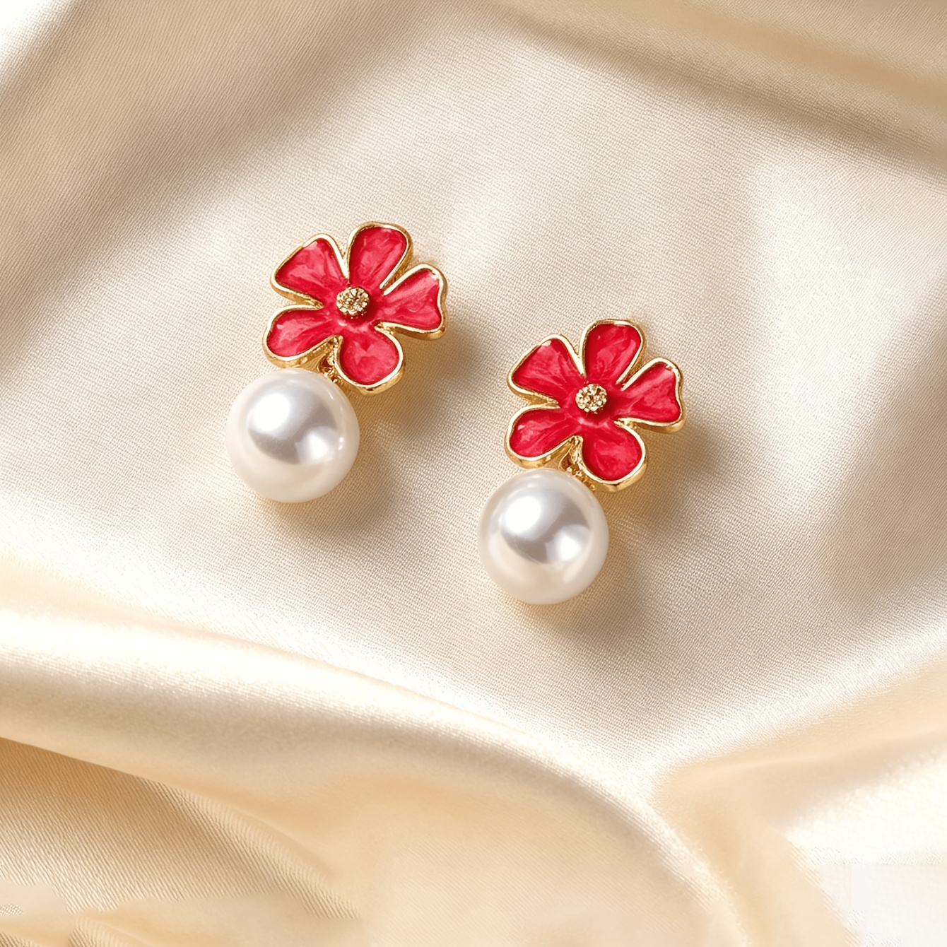 3 Pairs Vintage Floral Imitation Pearl Earrings Set, Gift for Her