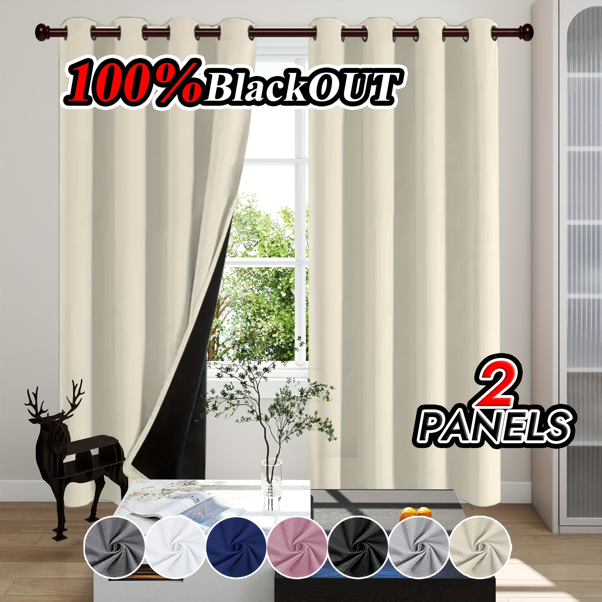 два штора-теплоизолятора, 100% светонепроницаемые, шумопоглощающие, солнцезащитные шторы, затемняющие комнату, из однотонного полиэстера с подкладкой с покрытием, легкие, с верхним отверстием для подвешивания, в современном романтическом минималистичном стиле Детали 4