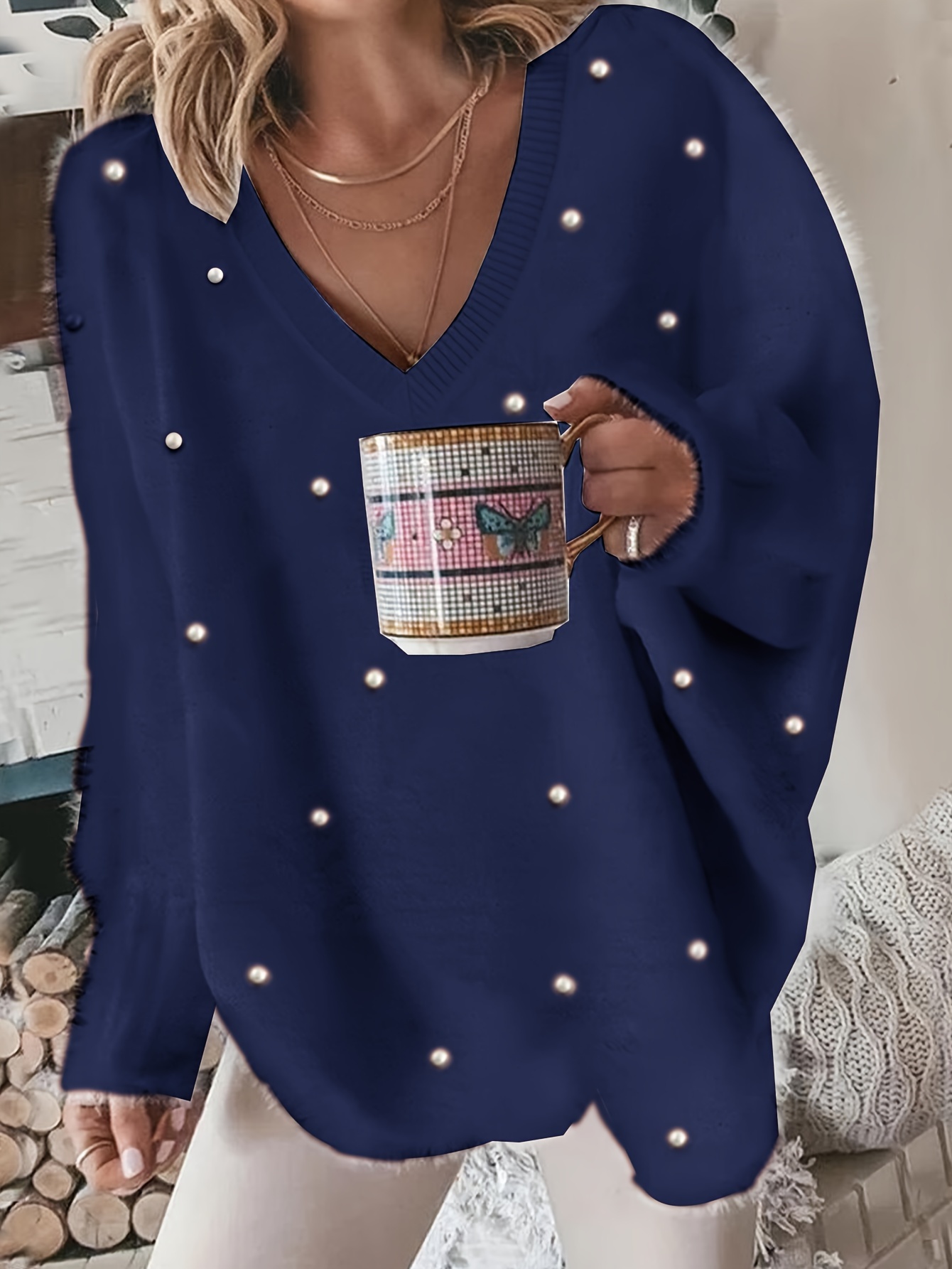 plus size elegant sweater women's plus pearl decor long - Temu plus size elegant sweater women's plus pearl decor long - Temu