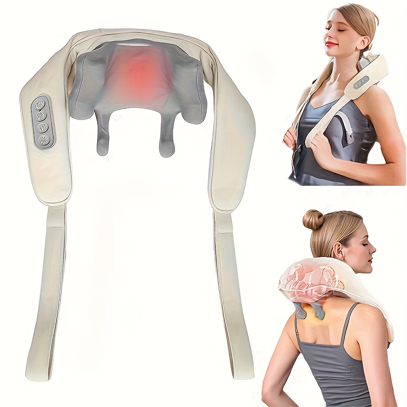 shoulder neck massager with heating finger pressure neck and back massager gift for parents elders health female male hands free deep massage
