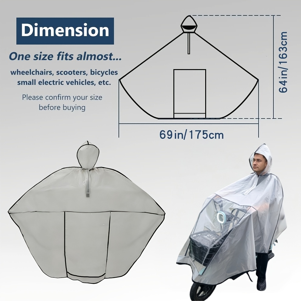 TEMU Impermeable universal para bicicleta eléctrica, bicicleta individual para con capucha, impermeable para ciclismo al y viajes diarios