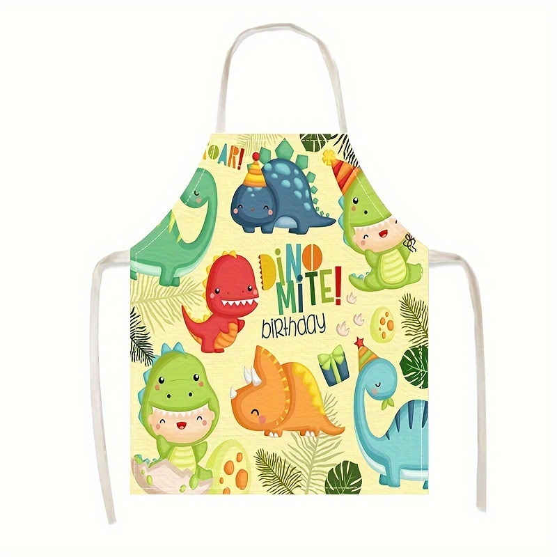 

1pc, Kitchen Apron, Cartoon Dinosaur Cute Apron, Dinosaur Print Kitchen Apron, Funny And