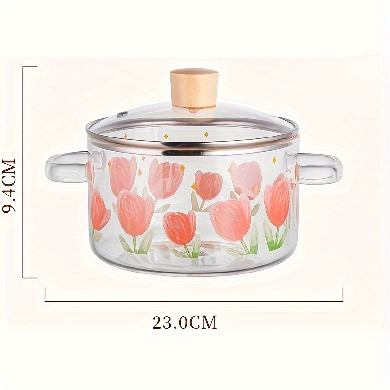 borosilicate glass tulip printed soup pot 23 0cm 9in suitable for induction cookers 1700ml 57oz details 4