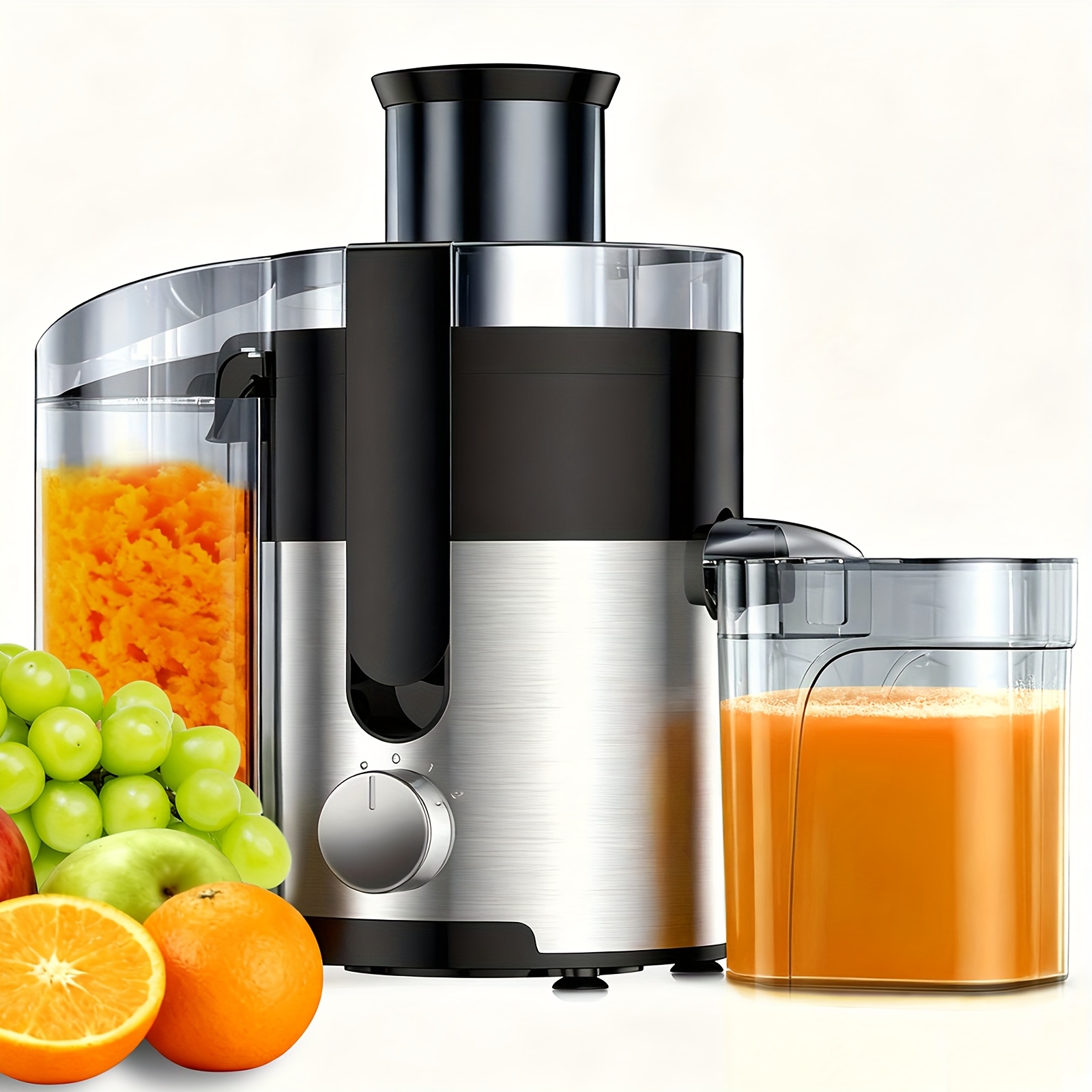 Multifunkčný odšťavovač, odšťavovač, kuchynský robot, mixér, 3-palcový odšťavovač s výkonom 600 W, vhodný pre zeleninu a