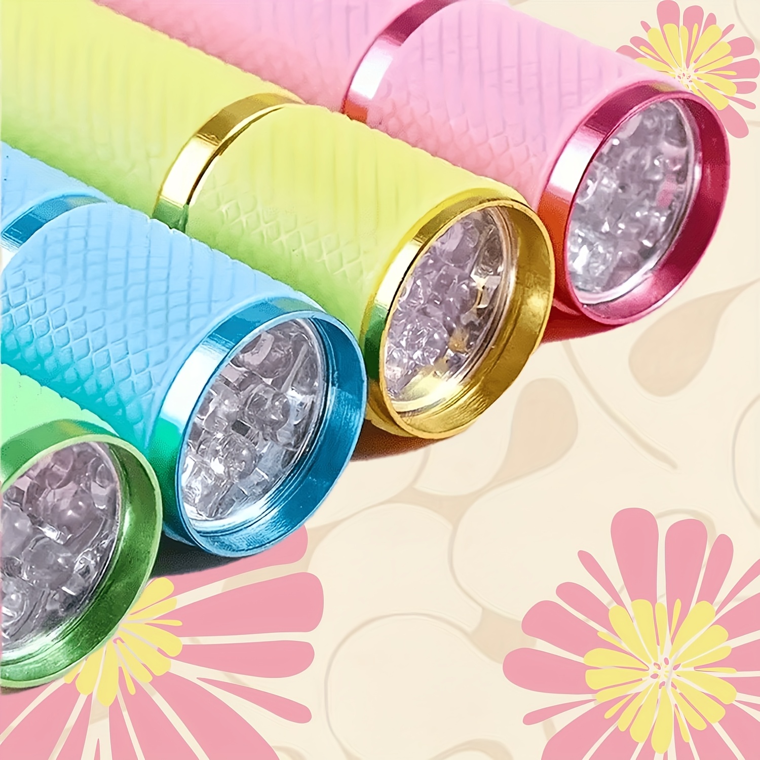 TEMU 9 Led Glow In Dark Flashlights, 4pcs Rubber Coated Small Flashlights With Straps, Portable Handy Lights, Glow In Dark Flashlights, Mini
