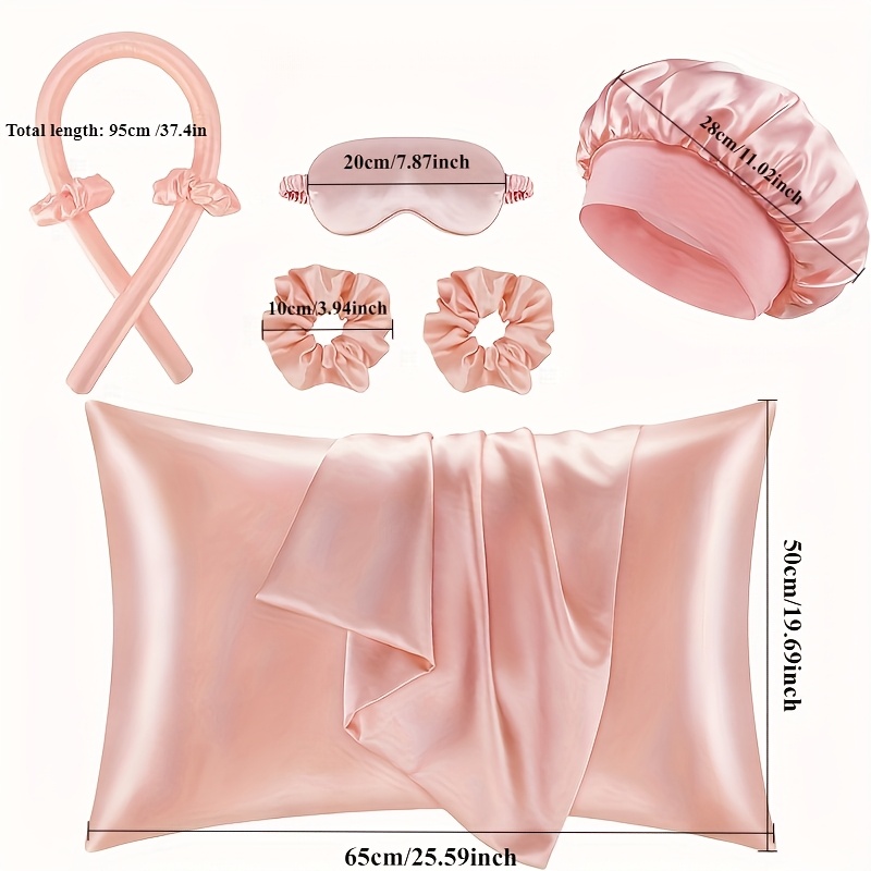 8pcs Sleep Hair Styling Tool Set, Including 1 Curler, 1 Pillowcase, 1 Sleep Mask, 4 Hair Ties, and 1 Sleep Cap. Perfect for the Hair and Skin Queen, Ideal for Relaxing Hairstyles and Skincare. A Must-have for Hair Styling