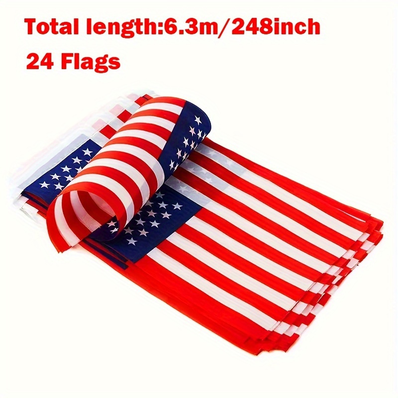 Set Of 24 American Flag Strings - Perfect For Decorating Classrooms, Gardens, For The