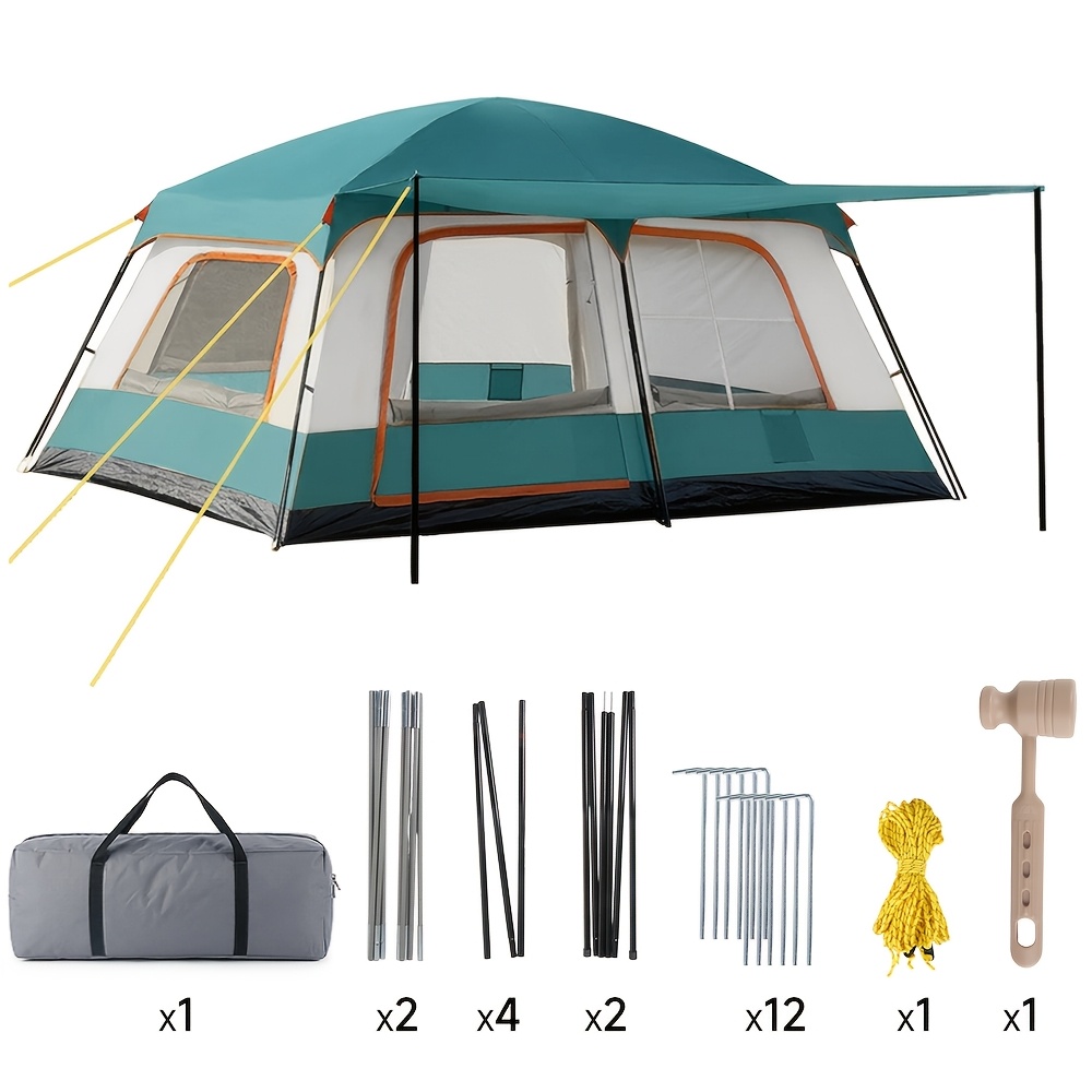 E-shop Tragbares Familien-Campingzelt für 4-6 Personen, Zwei-Fach-Layout mit abnehmbaren Trennwänden ausziehbarem Sonnensegel, geeignet für