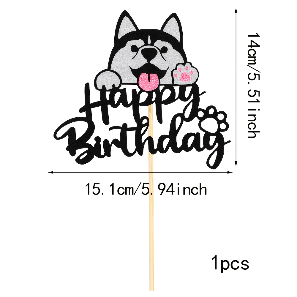 Happy Birthday Husky Cake Decoration, Puppy Happy Birthday Party Cake Supplies, Animal/pet Puppy Theme Birthday Party Supplies