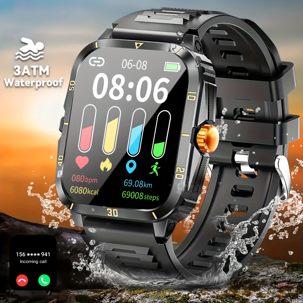 Reloj inteligente militar para hombre con linterna LED de 1.45 pulgadas,  resistente al agua, reloj inteligente con más de 100 modos deportivos
