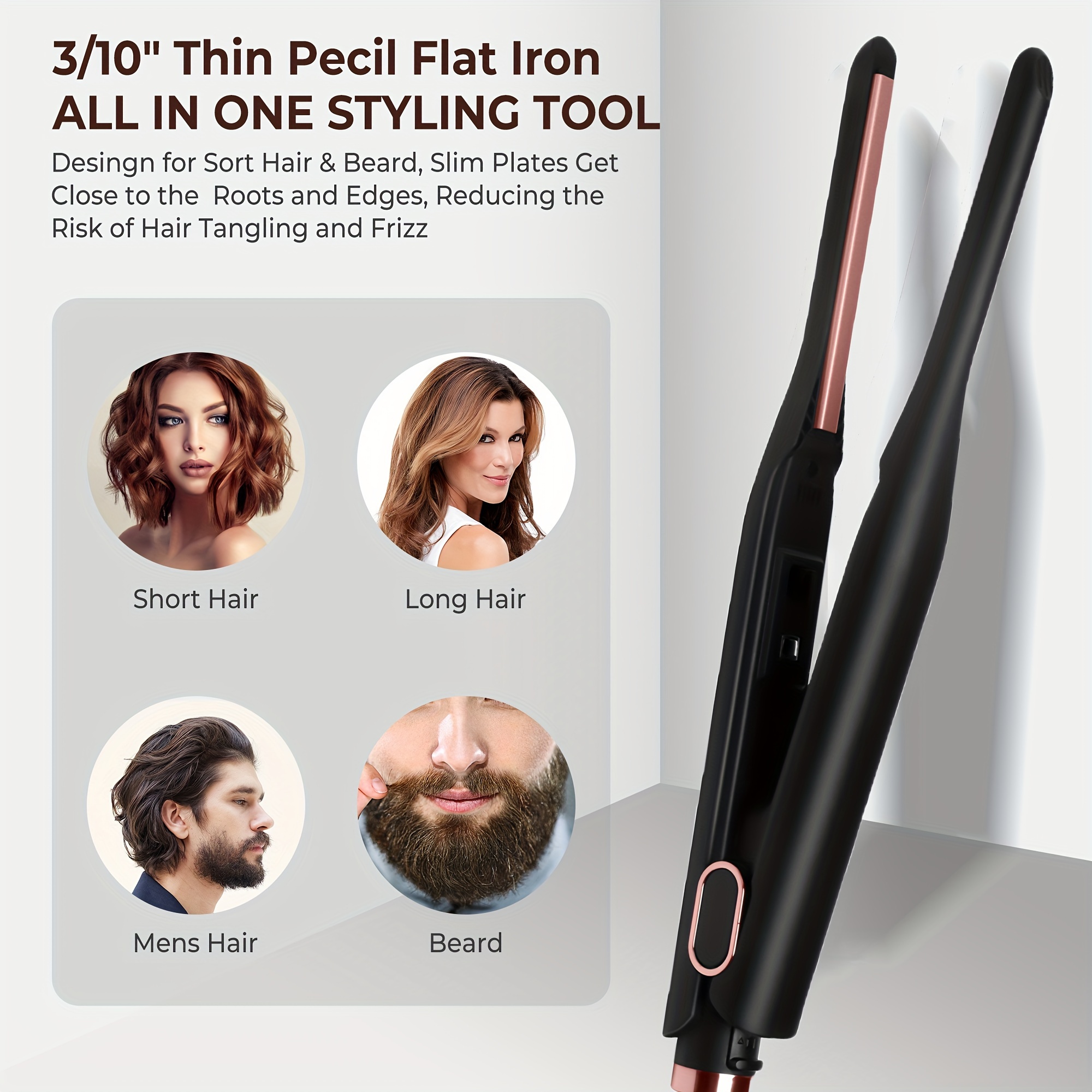 3 10 Inch Pencil Mini Hair Straightener Small s for Short Hair Skinny for Men Dual Voltage Travel