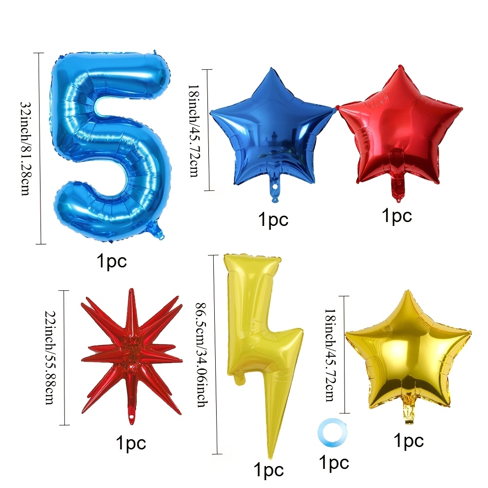 TEMU 7pcs, Party Balloons (including Balloons And Ribbons), Suitable For Birthdays, Anniversaries, Birthday Party Decorations, Dances, Lightning