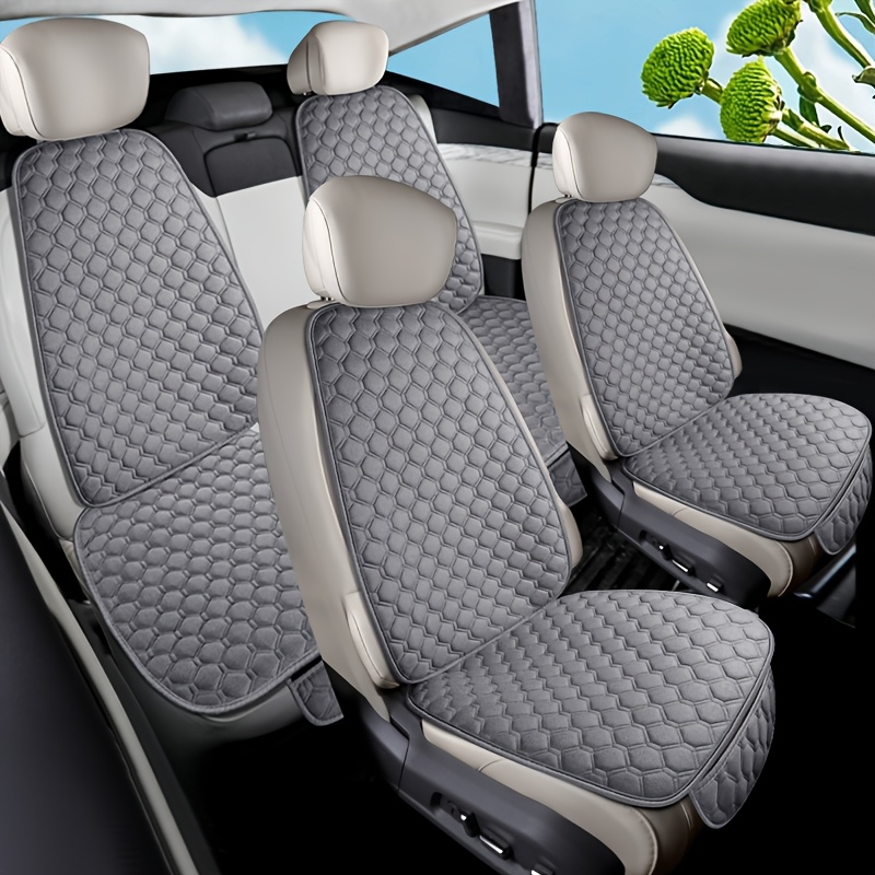 TEMU 7pcss (front 4pcs And Rear 3pcs) [full Car 7pcs Set] Car Seat Covers, Linen Texture, , Comfortable And Breathable, No Tying Required, Front