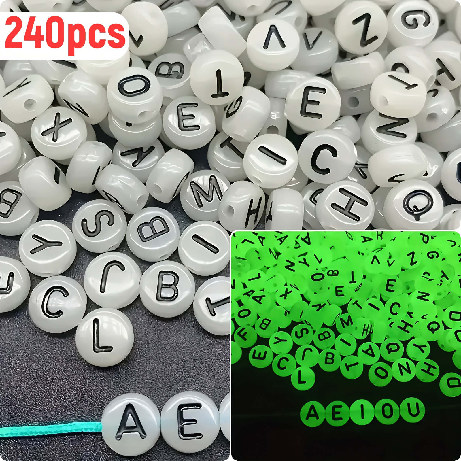 TEMU 240pcs Of 7mm Round Alphabet Beads For Your Own Jewelry, Including Bracelets, Necklaces, And