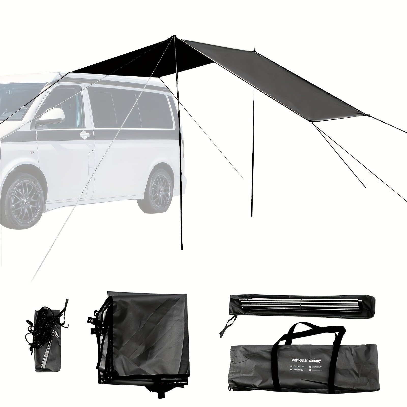 Image of 1 Set Rv Vehicle Sun Awning, Side Canopy, Van Rear Tent, Rv Side Sun Canopy Awning For Vw T4/t5/
