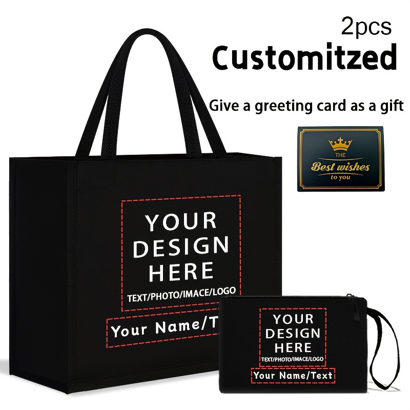 TEMU Ensemble de 2 sacs fourre-tout personnalisés pour femmes, avec photos et textes personnalisés, un cadeau-cadeau. Ce ensemble élégant un sac à