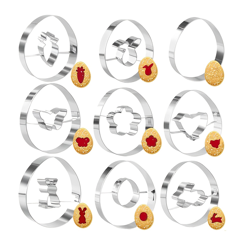 

6/9pcs Easter Cookie Cutter Set, Stainless Steel Biscuit , With Egg, Bunny, , Flower, Chick Designs, For Baking Biscuits, Diy Kitchen Tools For Holiday Treats