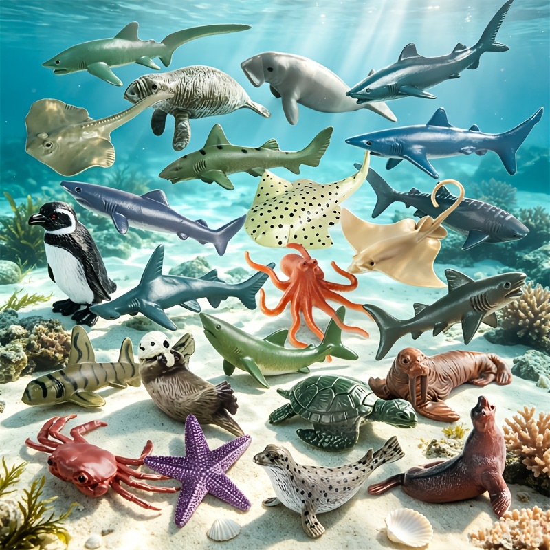 24pcs Mini Ocean Animal Model Set for Bath Play