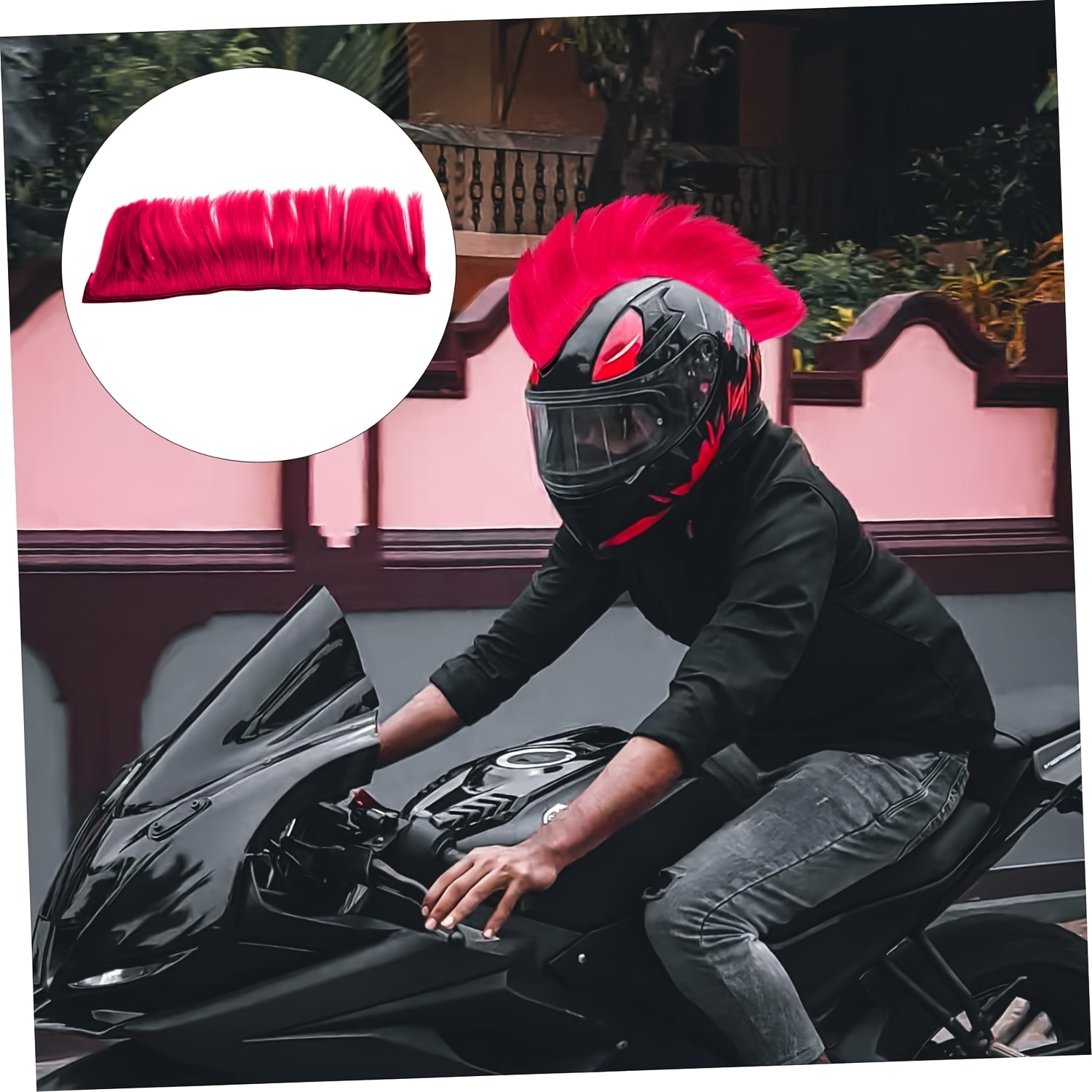 crazy motorcycle helmet accessories 1 2pcs funny motorcycle helmet wig mohawk chicken comb