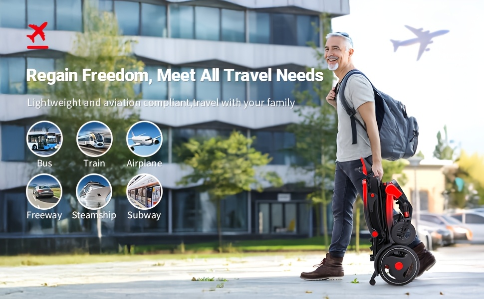 collapsible electric wheelchair with long   a christmas gift airline for boarding 12ah lithium battery enables traveling 15 miles comfortable shock absorbing   can bear a weight of 260   Product details 9