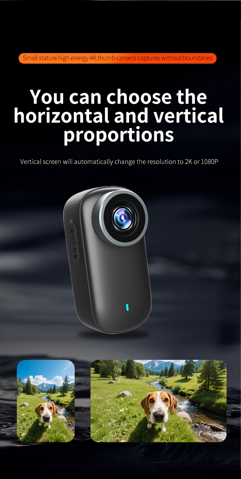 4K Ultra HD Thumb Action Mini Camera, Bike And Motorcycle Recorder, Built-In Hotspot Wifi, Wearable Action Camera, Magnetic Design, Compact And Lightweight, Easy to Install, Outdoor Travel, Sports And Pet Camera