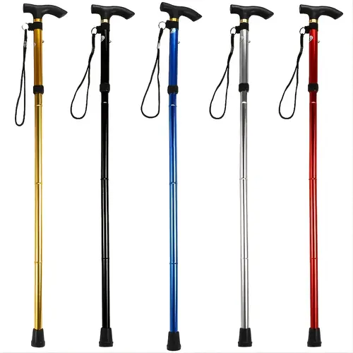 4 section folding ultra light adjustable telescopic hiking stick with non slip compact ergonomic handle blue red for trekking walking elderly support hiking accessories durable stick