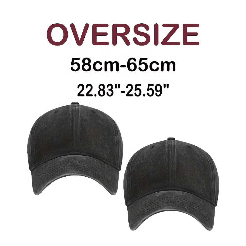 TEMU 2 Xxl Size Unisex Baseball Caps, Large Head Fit, Washed Black