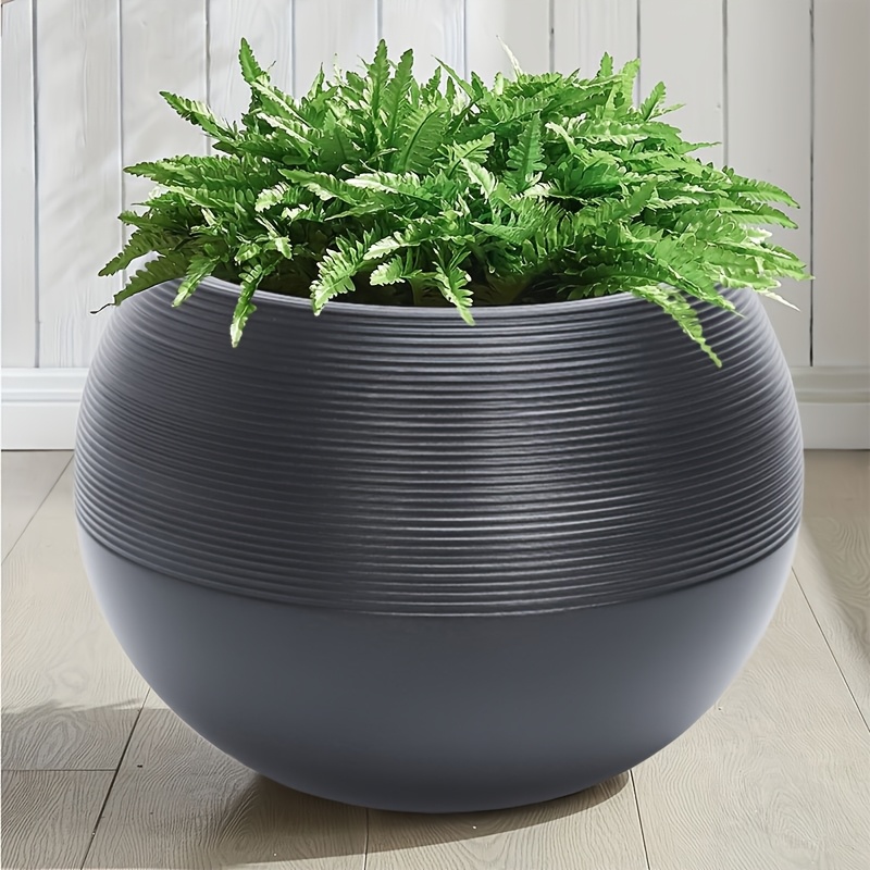 Extra Large Artificial Rock Spherical Plant Plastic Pots, Durable Threaded and Tree Pattern Combination, Suitable for Faux Plants, Flowers, and Easy-to-Care Greenery, Indoor/Outdoor Use, Ideal for Garden, Living Room, Balcony, Courtyard, Outdoor Ent