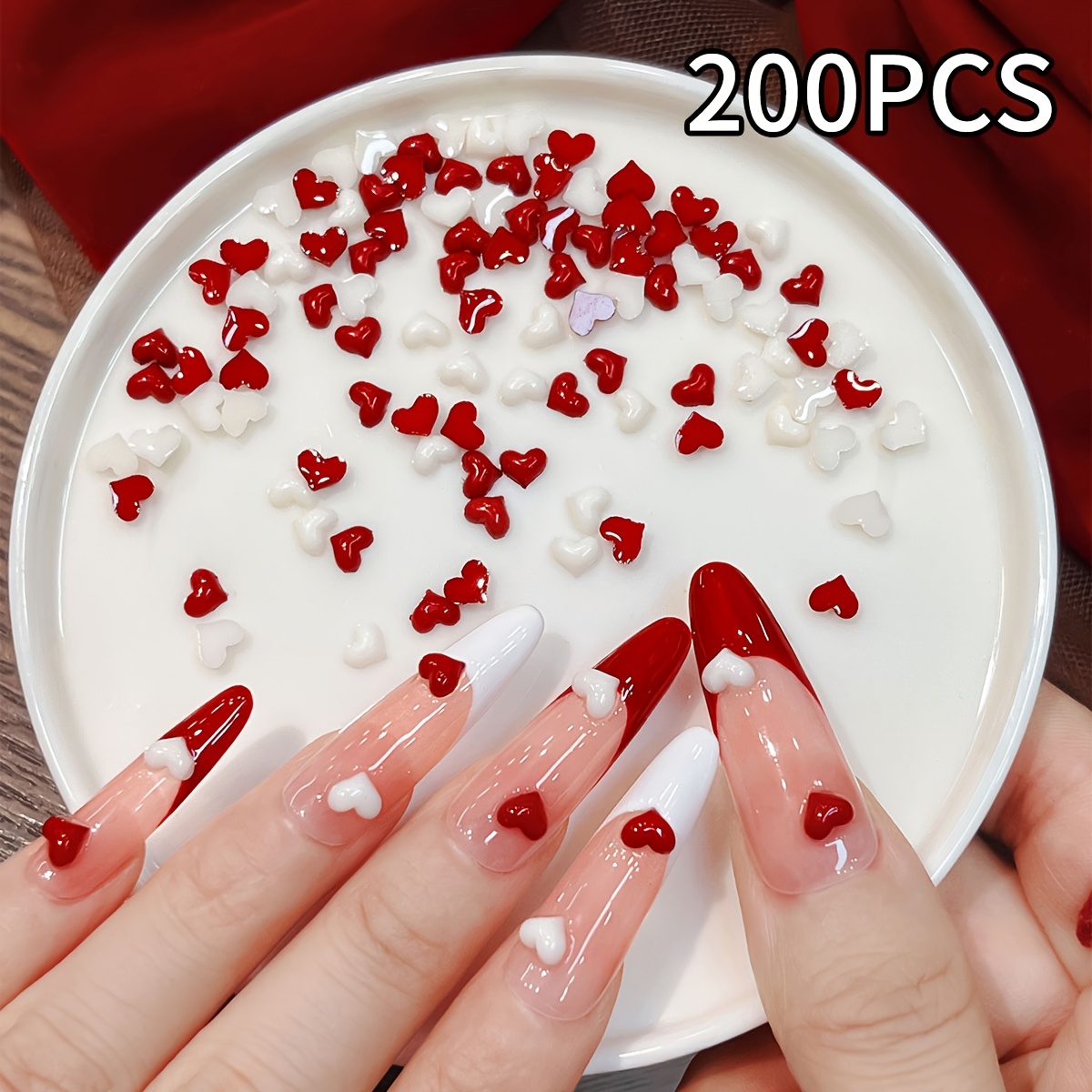 200pcs Valentine's Day Mini Heart Nail Art Charms - Sweet And Versatile Small Heart Resin Rhinestone Nail Decorations For Free Diy Design