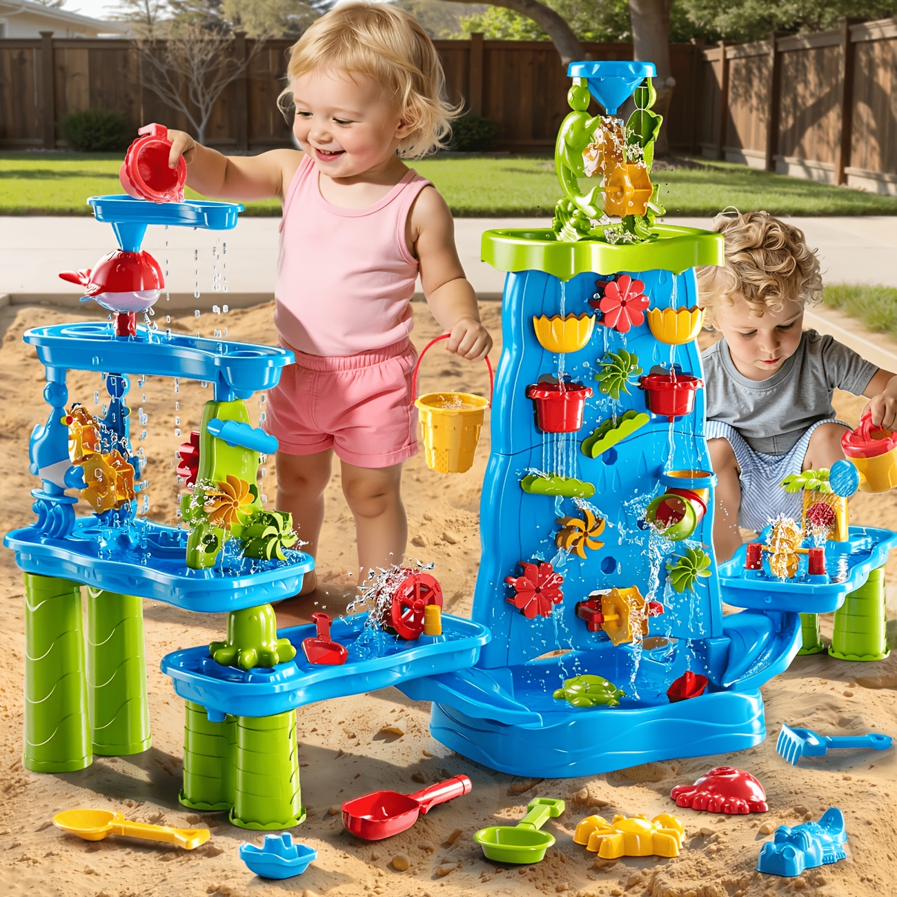 Upgraded Large Double-Sided Waterfall Maze Table for Kids