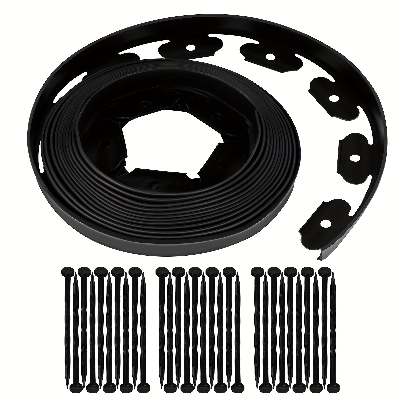 

Easy-install 33ft Black Landscape Edging Kit, 2in High No-dig Plastic Garden Border With 30 Anchoring Spikes