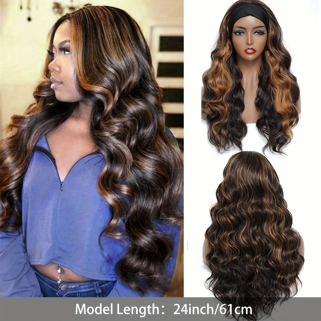 Headband Wigs Loose Wave Hair Wig Headband Attached Temu