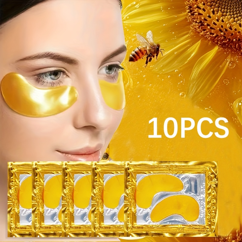 Image of 10pcs Bee Venom Moisturizing Eye Mask, Collagen, Honey & Glycerin Nourishing Eye Patches, Deep Hydration, Types, Formaldehyde Free, Eye Care Products