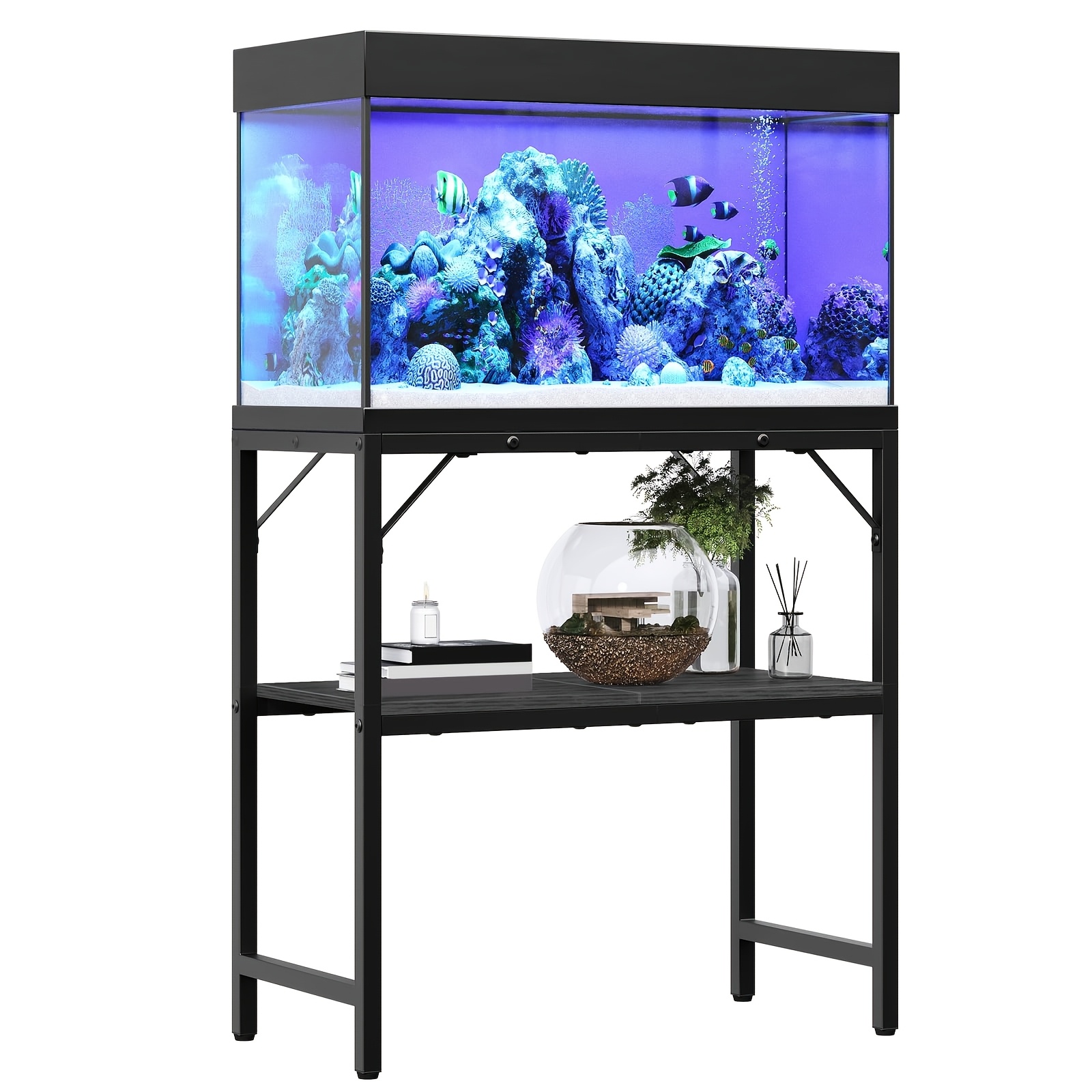 TEMU 20 Gallon Fish Tank Stand, Aquarium Stand With 2-tier Storage Shelf, Heavy Duty Breeding Turtle Tank Stand, Suitable For Turtle Tank, Reptile