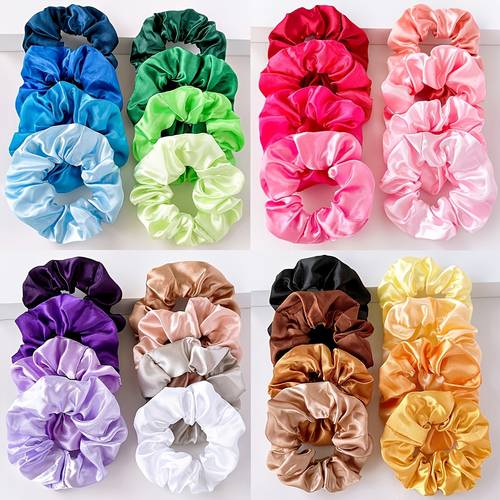8pcs bright satin scrunchies womens versatile hair tie fabric hair additions multi color hair tie headwear