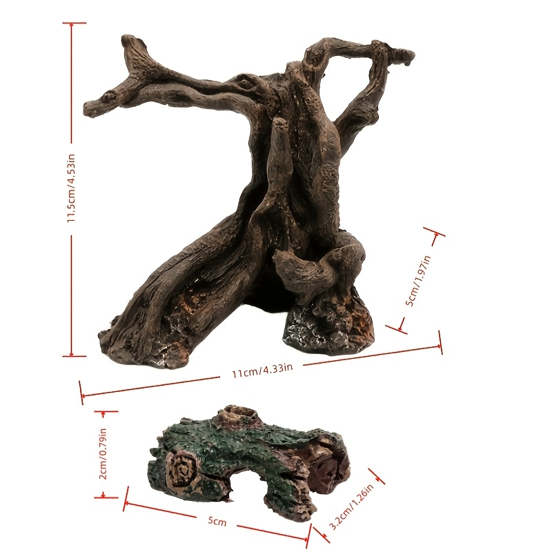 2pcs Fish Tank Cave Tree Bark Micro Landscape Ornaments