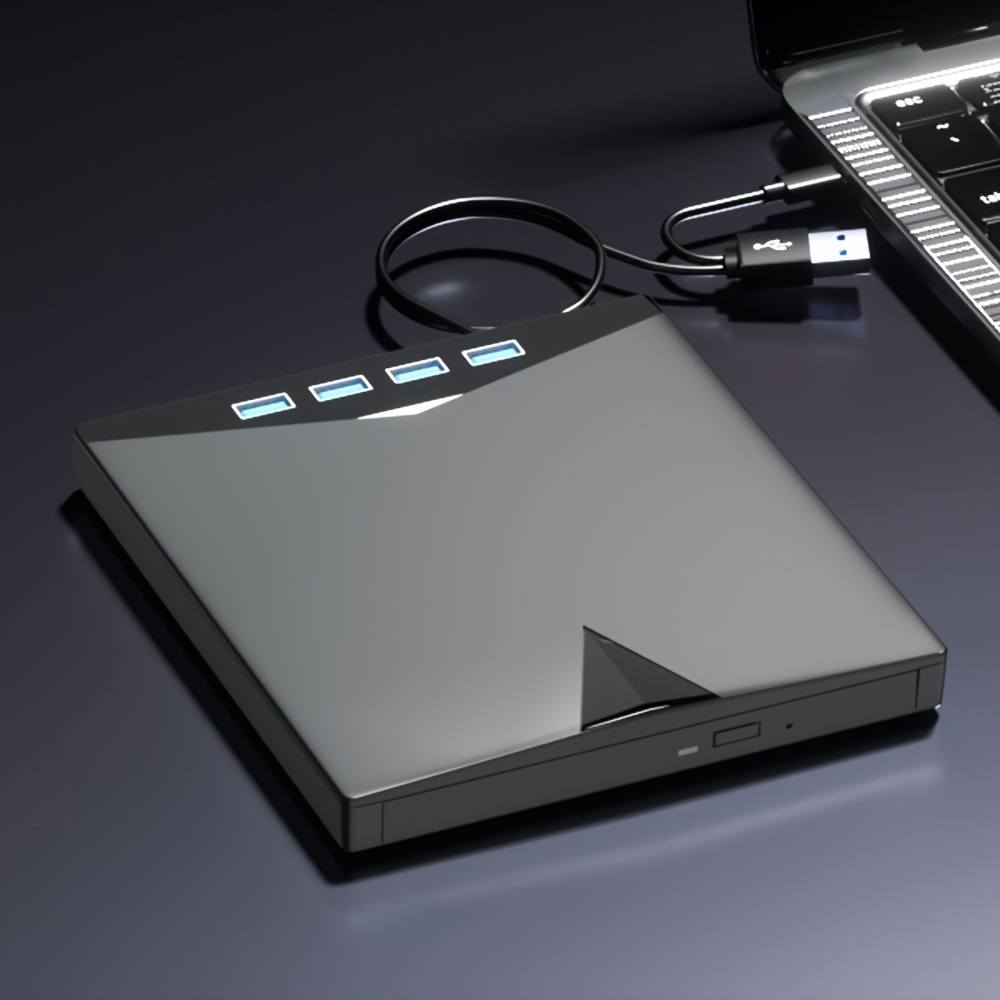TEMU [7in 1] Usb 3.0 Type-c External Dvd Drive For Laptop, Portable Dvd Player, Cd Dvd Drive With Usb Ports Sd/tf Card Slots Multifunctional External