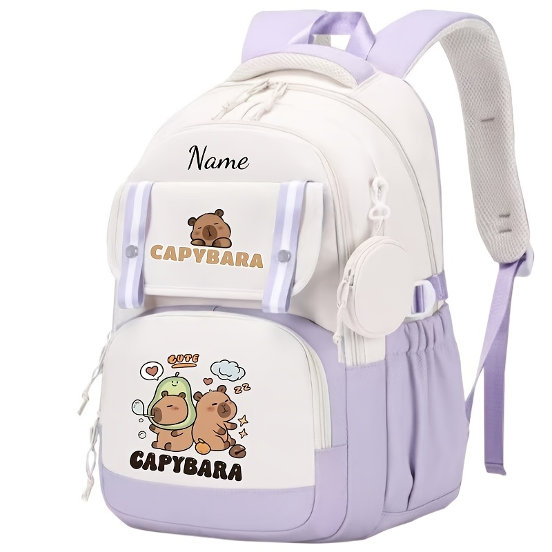 TEMU A Customizable, Multifunctional, And High-capacity Student Backpack Featuring A Cute Capybara Design. For School, Dance Practice, Leisure