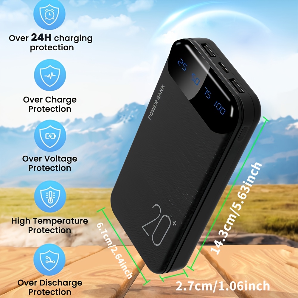large capacity portable power bank 20000mah 5v2 1a portable - Temu