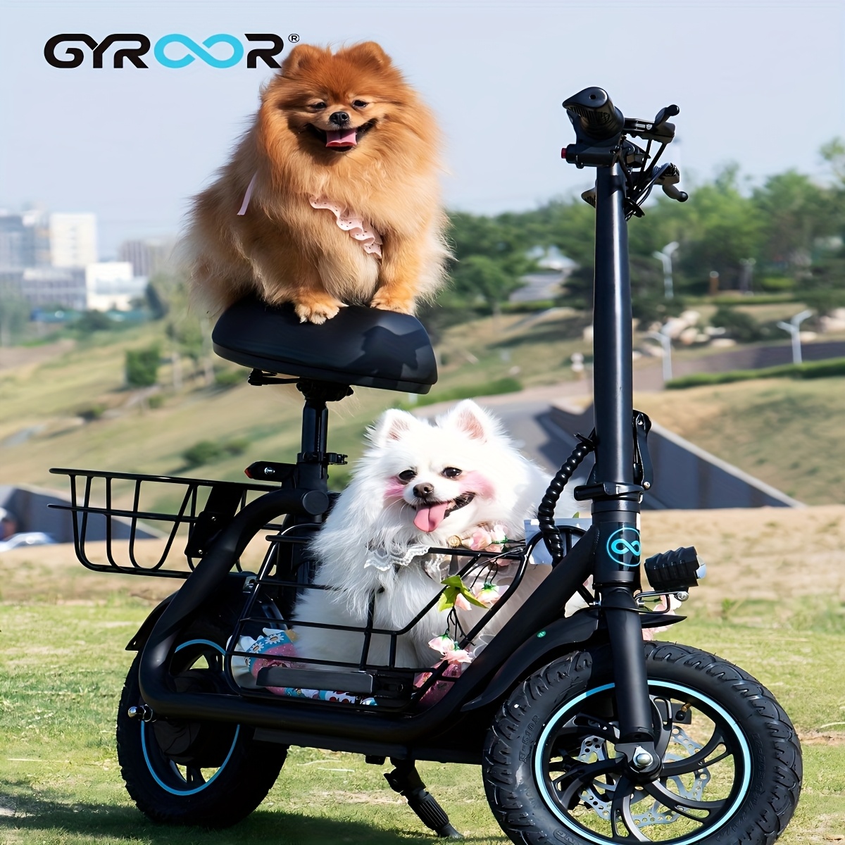 

550w Electric Scooter With Basket For Dogs, 20-mile Range, To 18.6mph, For Pets & Cargo